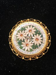 Italian Floral Micro Mosaic Brooch