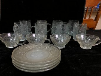 Glass Mug And Saucers