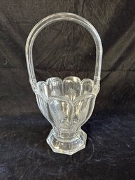 Heisey Glass Floral Etched  Handled Basket