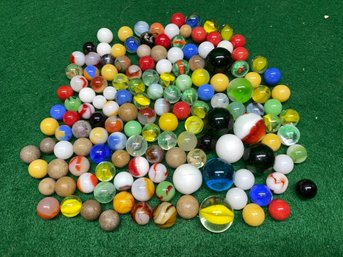 Lot Of Vintage Glass And Clay Marbles. Estate Found.