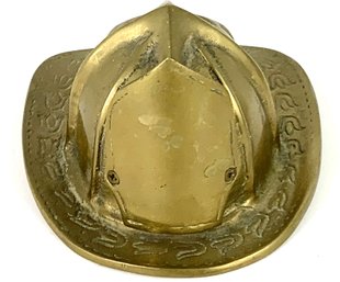 Vintage Fireman's Brass Helmet Sculpture
