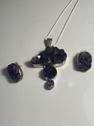 Sterling Silver Amethyst Gemstone Set