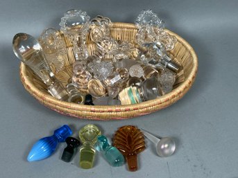 A Beautiful Collection Of Antique & Vintage Glass Bottle Stoppers