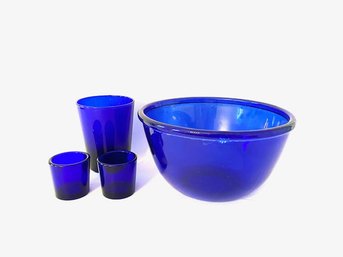 Quartet Of Cobalt Blue Glassware