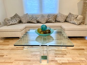 Beautiful Glass Coffee Table With Lucite Base