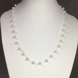 (2 OF 2) Wonderful Genuine Cultured Baroque Pearl Station Necklace - 18' Very Nice Quality - Beautiful Spacing