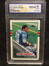 1989 Topps Traded Barry Sanders Rookie Card WCG Graded 10 - K