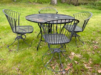 Set Of Wrought Iron Bistro Chairs And Table