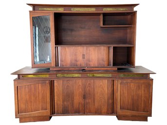 A Stunning Mid Century Modern Teak Wall Unit With Tambour Doors And Tons Of Versatile Space!