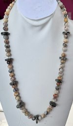 MULTI STONE BEAD NECKLACE GOLD-FILLED CLASP