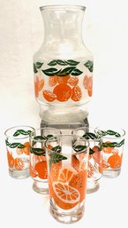 6 Piece Vintage Orange Juice Carafe Set