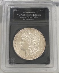 Authenticated VG Collector's Edition Morgan Silver Dollar 1902