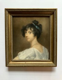 Young Lady In White / Late 19th C Pastel Portrait