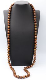 Amazing Chocolate Fresh Water Pearl Necklace W/ Sterling Silver Clasp