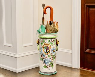 Tuscan Italian Coat Of Arms Porcelain Umbrella Stand