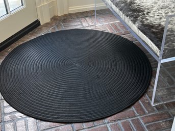 Circular Woven Cotten Carpet In Black