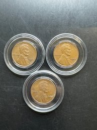 3 Wheat Pennies 1952, 1952-D, 1952-S