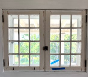 A Pair Of 12 Lite - Small Casement  Windows - Open In