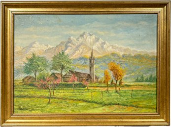 A Mid 20th Century Oil ON Canvas Landscape, Alpine Scene, Hipp Dingemans