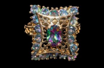 14k Yellow Gold And Mystic Topaz Ring With Appraisal ($1,000) - Size 7.5
