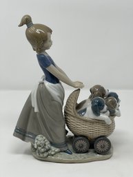 Lladro 'Litter Of Fun' Girl With Puppies Porcelain Figurine