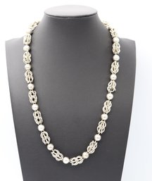 Wonderful Woven & Bead Sterling Silver Necklace
