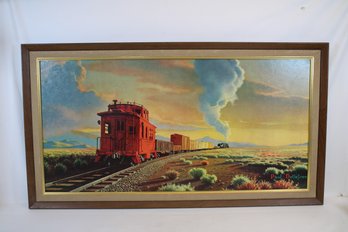 Large Dramatic Vintage Framed Print Of The Union Pacific By Paul Detlefsen