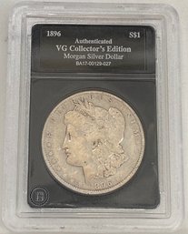 Authenticated VG Collector's Edition Morgan Silver Dollar 1896