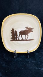 Nantucket Home For Christmas Moose Elk Tree Square Dinner Plate