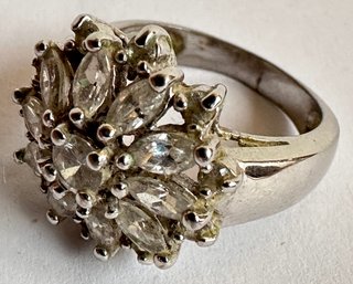 Sterling Silver Ring With Zirconia Stones, Size 6.75