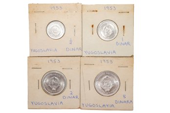 1953 Yugoslavia Coins Collection  1/2 , 1 Dinar, 2 Dinar, And 5 Dinar