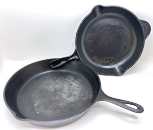 Le Creuset #26 Cast Iron Frying Pan & Larger Cast Iron Pan