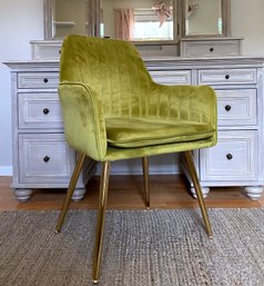 Altrobene - Mid Century Modern Style - Chartreuse Accent Chair With Gold Tone Modern Legs