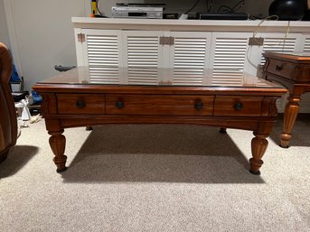 Solid Wooden Coffee Table With Glass Cover Top