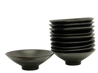 Set Of 10 New Black Ceramic Ramen Bowls