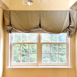 A Pair Of Custom Balloon Valances With Seed Pearl Detailing