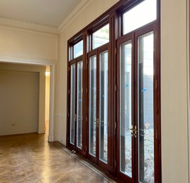 Mahogany Glass French Doors Trio - Over 10'H - X14 - X15 - X16 (1/2)
