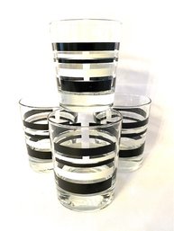Black & White MCM Style Rocks Glasses - Set Of 4