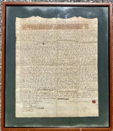 Mid 18th C. Signed And Framed Indenture, Willem Covenhoven