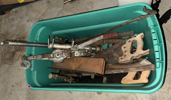 Large Bucket Of Old Hand Tools Plus