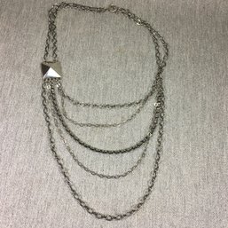 Very Unusual VERY Heavy Vintage Modern Sterling Multi Chain Necklace - 4.4 Troy Ounces Or 141 Grams - Mexico