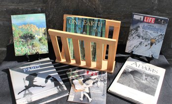 Wood Magazine Rack With Table Books