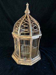 Vintage Decorative Metal And Wood Bird Cage