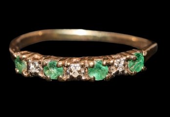 10k Yellow Gold Emerald And Diamond Ring Size 8