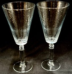 Vintage Pair Of Swirl Optic Water Goblets