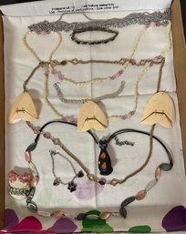 Collection Of Jewelry Lot Different Types & Multicolors Of Necklaces, Pins, Bracelets, Fish Pendants. TA/A3