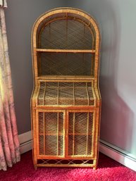 Vintage Rattan Cabinet Wicker Hutch