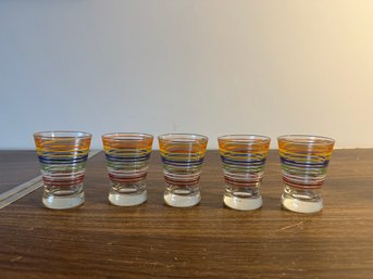 Set Of 5 Rainbow Striped Double Shot Glasses