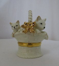 A Holiday Elegance Kitty Ring Box By Mikasa With Original Box