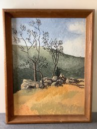 Framed Oil Painting Of A Meadow